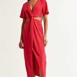 a&f front twist Red Dress